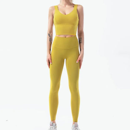 Naked-Feel Yoga Set Yoga Leggings Set Women Fitness Suit For Yoga Clothes High Waist Gym Sexy Sport Wear Outdoor Active Bras👚👚