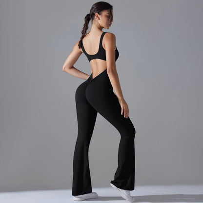 Sexy Back V Jumpsuit Gym Set Women Training Yoga Suit Sportswear Women Sports Jumpsuit Fitness Rompers Stretch Workout Bodysuits
