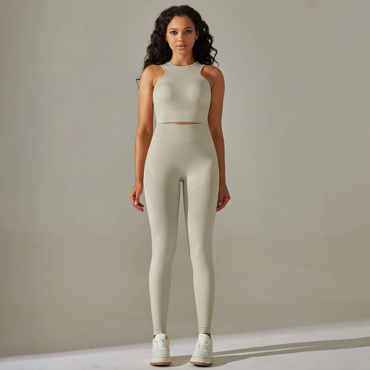 Women Yoga Set Sports Vest Gym High Waist Leggings 2Pcs Suit Seamless Workout Clothes Gymwear Workout Fitness Running Tracksuits