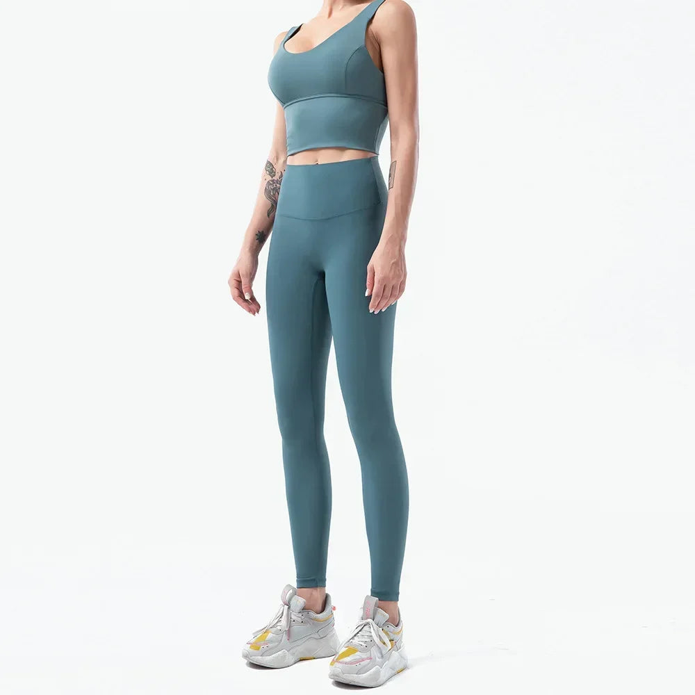Naked-Feel Yoga Set Yoga Leggings Set Women Fitness Suit For Yoga Clothes High Waist Gym Sexy Sport Wear Outdoor Active Bras👚👚