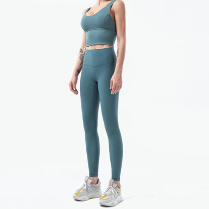 Naked-Feel Yoga Set Yoga Leggings Set Women Fitness Suit For Yoga Clothes High Waist Gym Sexy Sport Wear Outdoor Active Bras👚👚