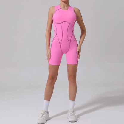 Yoga Jumpsuit Summer Short Sleeveless Sports Wear Gym Fitness Sports Bodysuit Women Dance Running Workout Clothes Yoga Jumpsuit