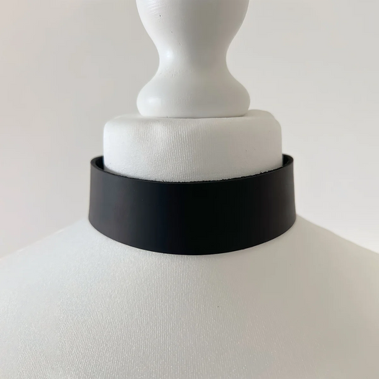 Women's Fashion Collar Simple Black PU Leather Wide Necklace Button Collar Daily Wear Accessory Collar