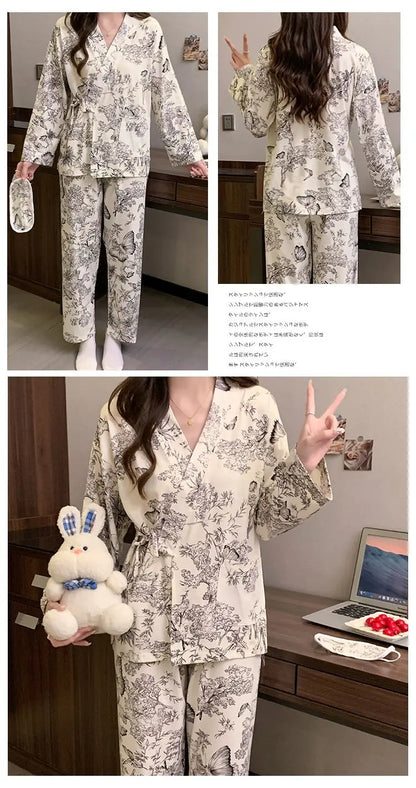 Sleeping Wear for Woman Pajamas Set Ensemble Pyjama Femme Ladies Pyjamas Femmes Sexy’ Homewear Home Set Female Pajama Women Suit