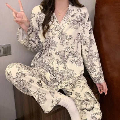 Sleeping Wear for Woman Pajamas Set Ensemble Pyjama Femme Ladies Pyjamas Femmes Sexy’ Homewear Home Set Female Pajama Women Suit