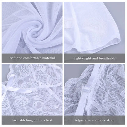 Sexy Sleepwear Women's Nightgowns Dress Through Lace Sexy Lingerie Night Dress Women Underwear Party Nightie