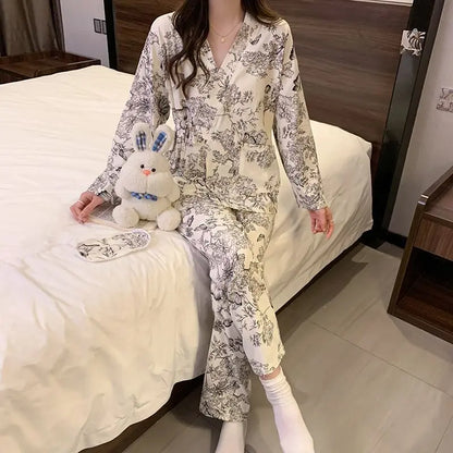 Sleeping Wear for Woman Pajamas Set Ensemble Pyjama Femme Ladies Pyjamas Femmes Sexy’ Homewear Home Set Female Pajama Women Suit