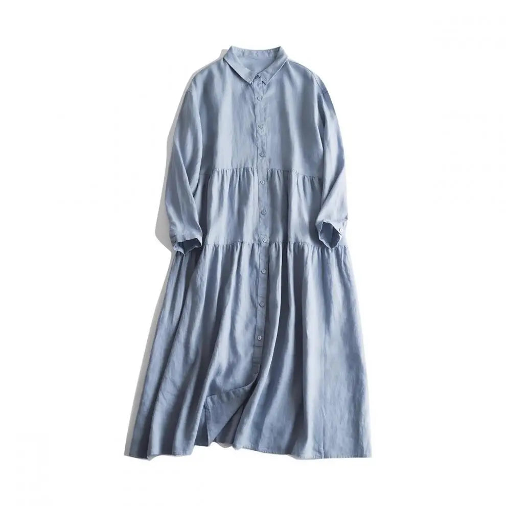 Women Dresses Long Dress A Line Vestidos Turn Down Collar Full Sleeve High Waist Y2k Streetwear Elegant Party Night Work 2026