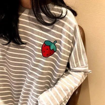 Women's Sleepwear Long Sleeve Midi Nightgown Loose plus Size Striped Home Clothes Spring Summer New Arrival 2023
