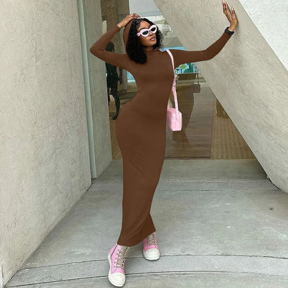 Hooded Long Dress For Women Y2k Clothes Sexy Streetwear Long Sleeve Bodycon Vestidos De Mujer Solid Robe Femme Été Back Split
