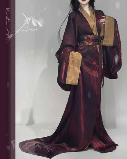 Women's Chinese Traditional Hanfu Female Outerwear Set Costume War Robe Colorful Gauze Outerwear Satin Gown Cosplay Dress