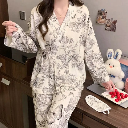 Sleeping Wear for Woman Pajamas Set Ensemble Pyjama Femme Ladies Pyjamas Femmes Sexy’ Homewear Home Set Female Pajama Women Suit