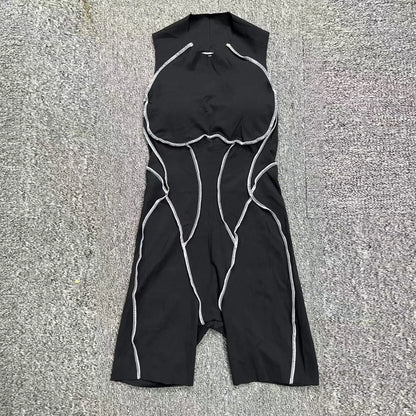 Yoga Jumpsuit Summer Short Sleeveless Sports Wear Gym Fitness Sports Bodysuit Women Dance Running Workout Clothes Yoga Jumpsuit